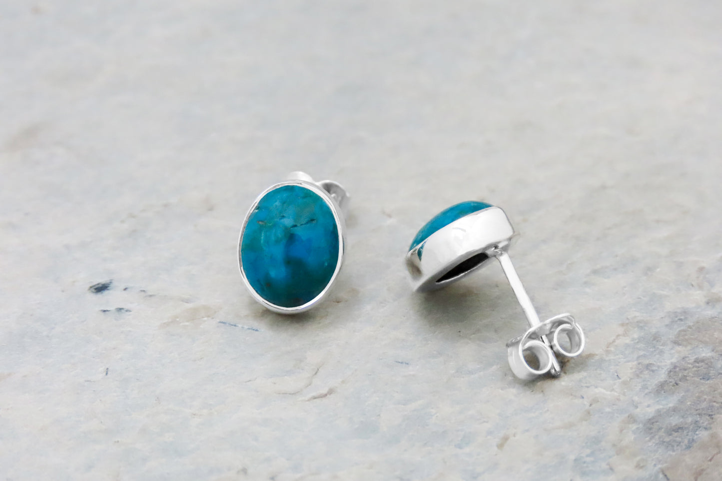 Chrysocolla earrings oval 925 silver