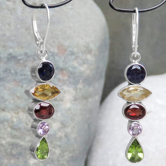 Edelsteinohrringe Peridot Amethyst Grant Citrin Iolith 925 Silber bunte Eleganz für stilbewusste Outfits klassisches Design