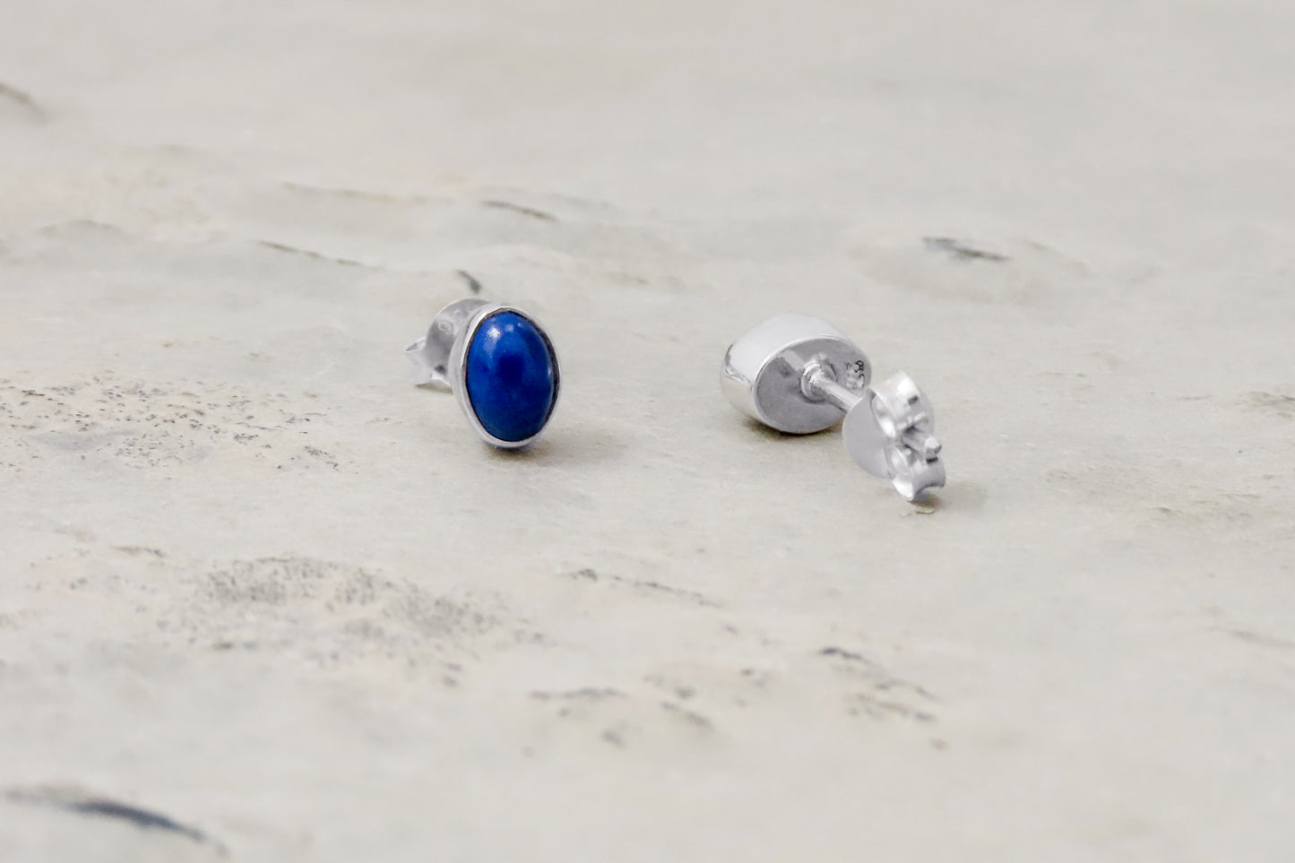 Lapislazuli Ohrstecker oval 925 Silber