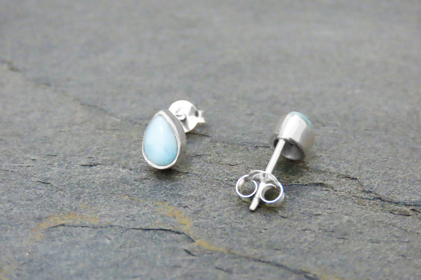 Larimar Ohrstecker Tropfen 925 Silber