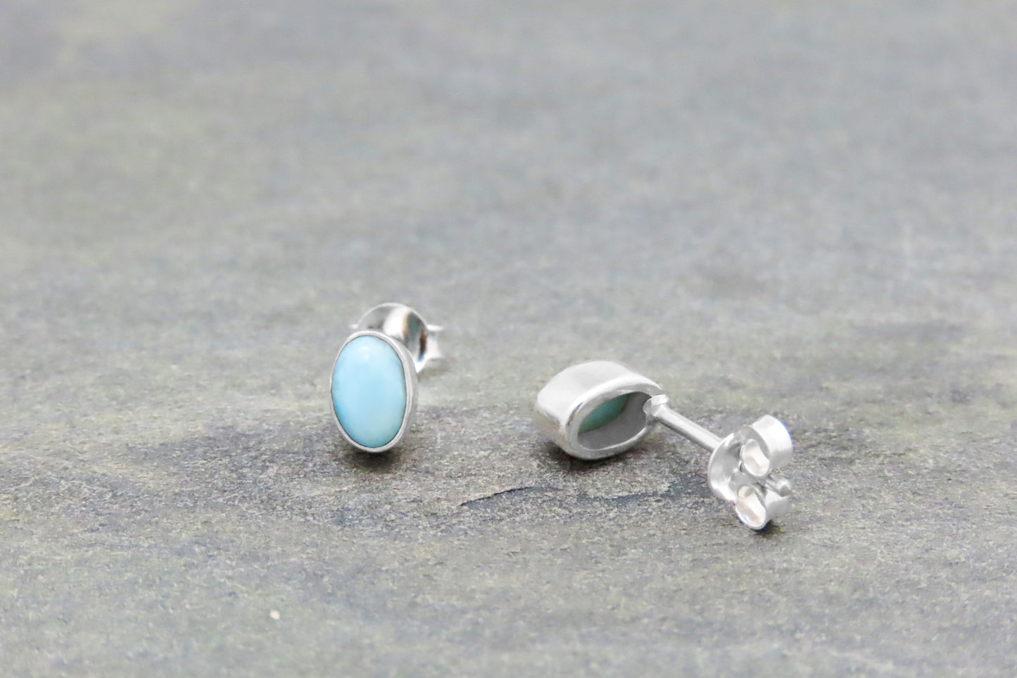 Clous d'oreilles Larimar ovales argent 925