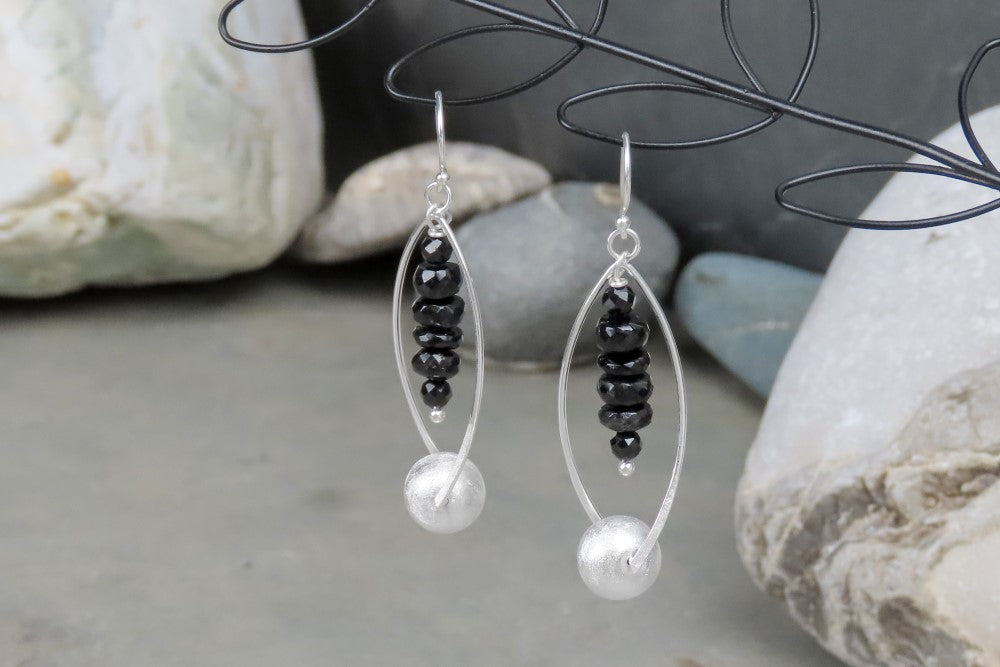 Earrings Black Tourmaline Schorl 925 Silver stylish, elegant eye-catchers enhance modern outfits