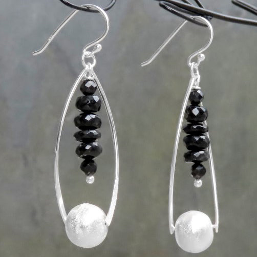 Earrings Black Tourmaline Schorl 925 Silver stylish, elegant eye-catchers enhance modern outfits