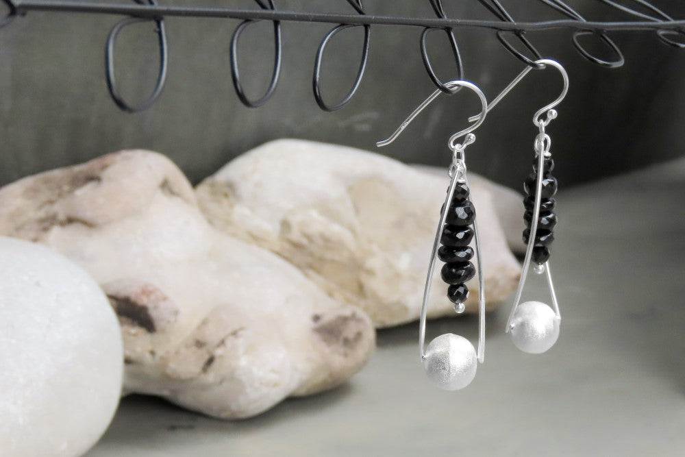 Earrings Black Tourmaline Schorl 925 Silver stylish, elegant eye-catchers enhance modern outfits