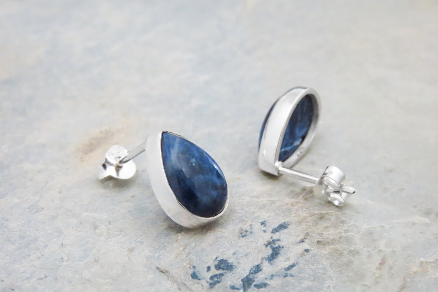 Sodalite earrings drops 925 silver