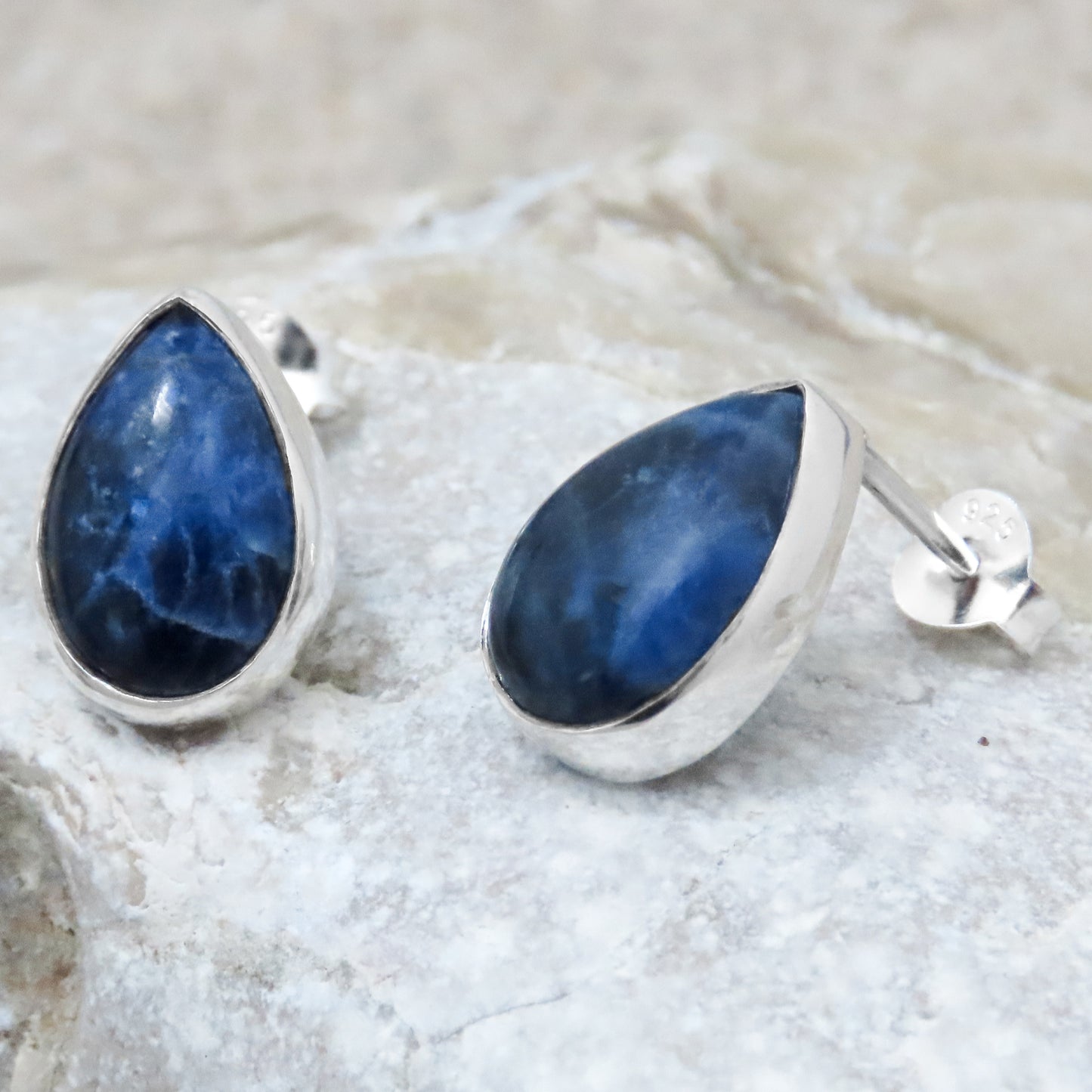 Sodalite earrings drops 925 silver