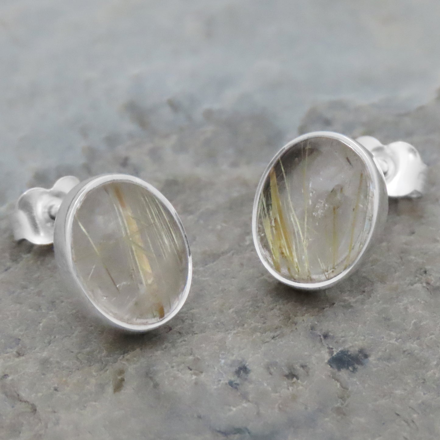 Rutilated quartz earrings oval 925 silver