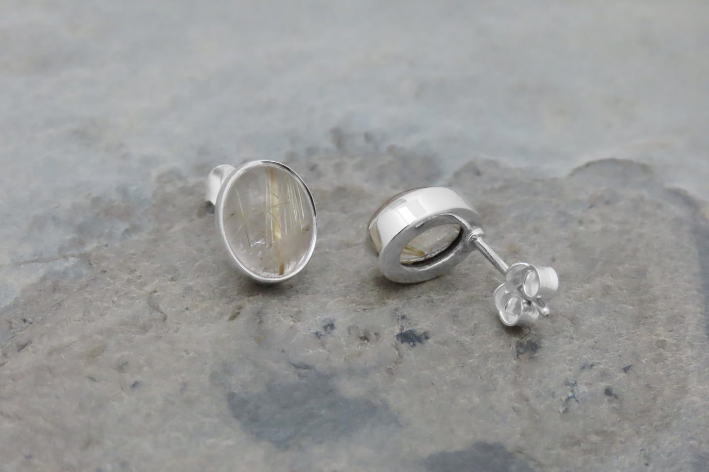 Rutilated quartz earrings oval 925 silver