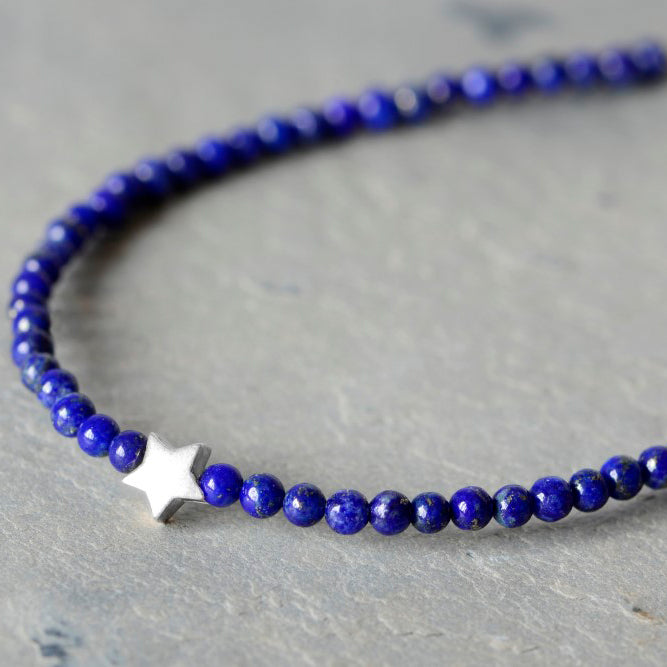 Bracelet étoile lapis lazuli bijoux symbolique individuel amour amitié