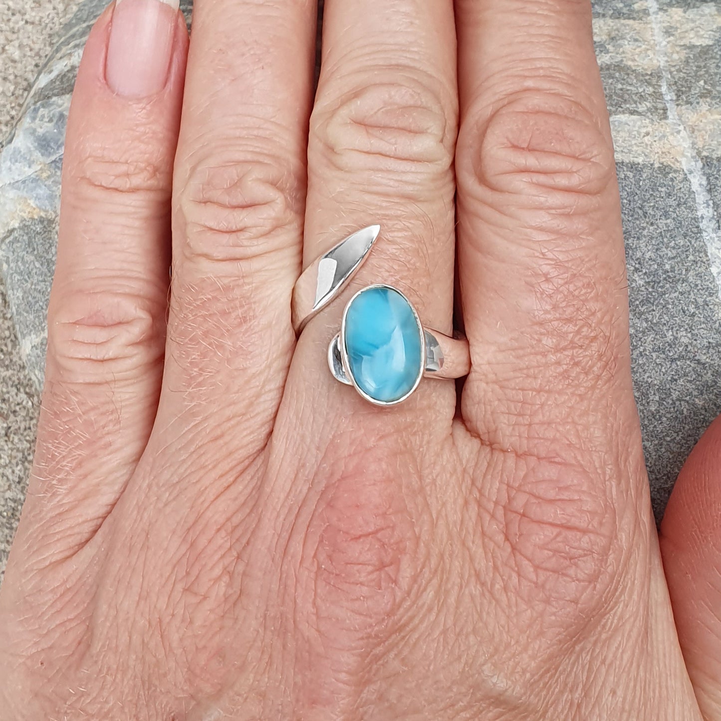 Bague Larimar ovale en argent 925